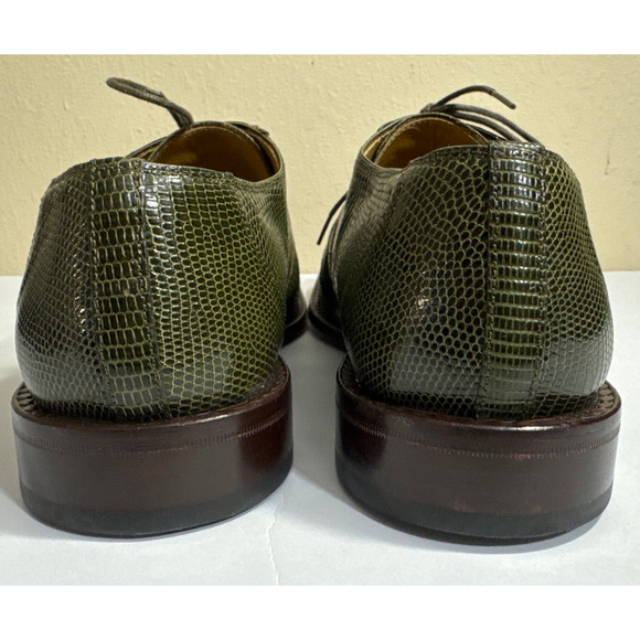EUC David Eden Stan Genuine Crocodile Olive Green Square Toe Dress Shoe Size 10 main image 8